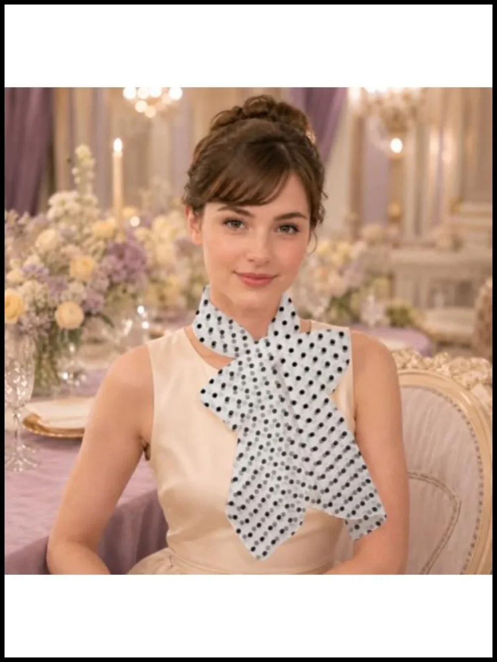 Polka Dot Scarf Women Long Thin Sheer Neck Scarf 64.1x19.4 Polyester Lightweight